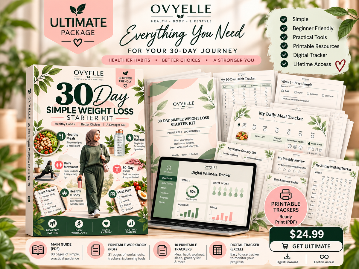 OVYELLE Ultimate Package – Main Guide, Printable Workbook, 10 Printable Trackers and Digital Wellness Tracker