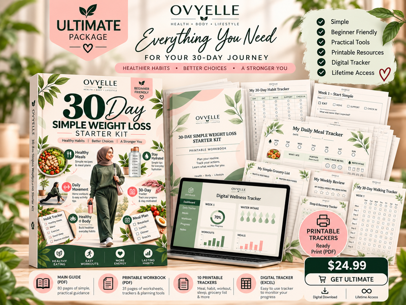 OVYELLE Ultimate Package – Main Guide, Printable Workbook, 10 Printable Trackers and Digital Wellness Tracker